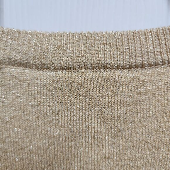DG2 Cardigan Sweater Womens XL Gold Metallic Crest Button Pockets V Neck Sparkle - Picture 6 of 11